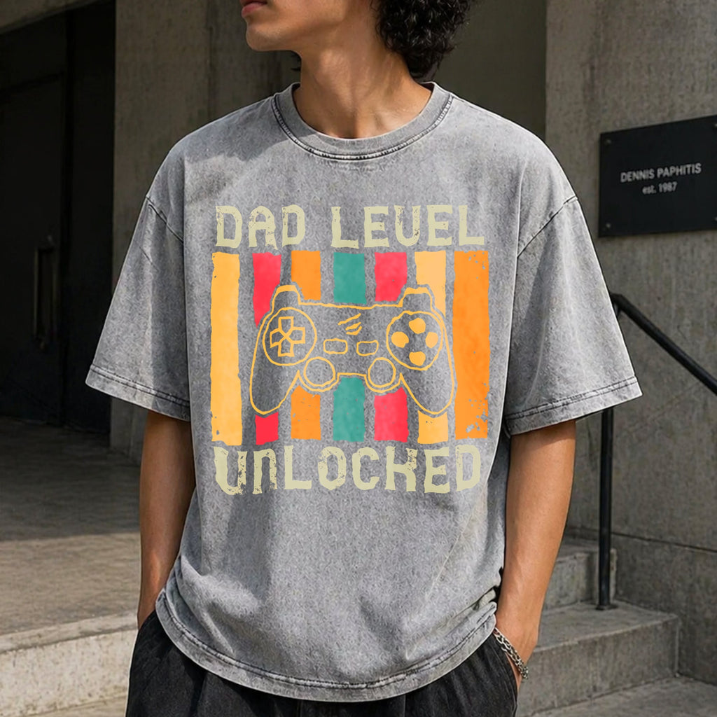 Gamer Dad Level Unlocked Vintage Washed T-Shirt product image 5