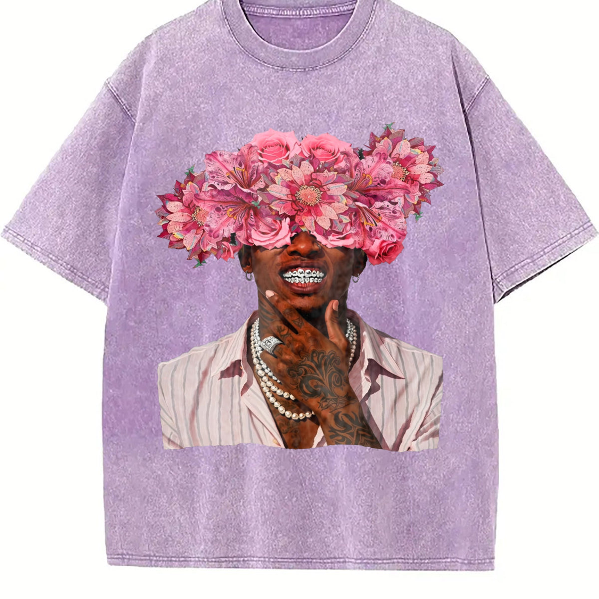 Floral Head Portrait Vintage Washed T-Shirt product image 6