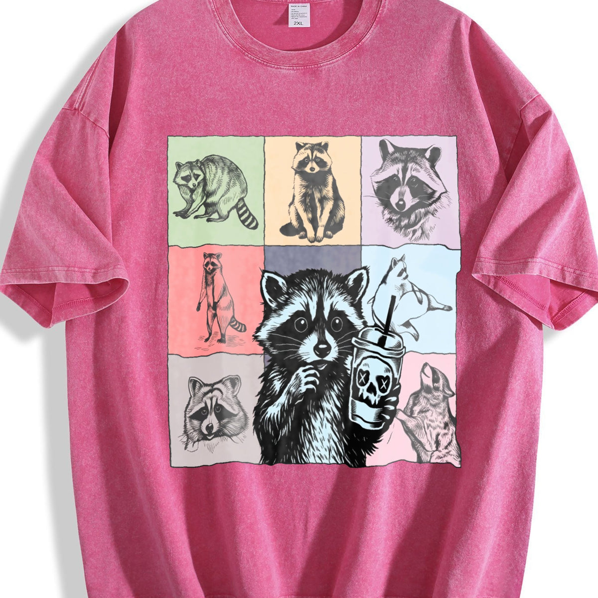Raccoon Drink Coffee Vintage Washed T-Shirt product image 7