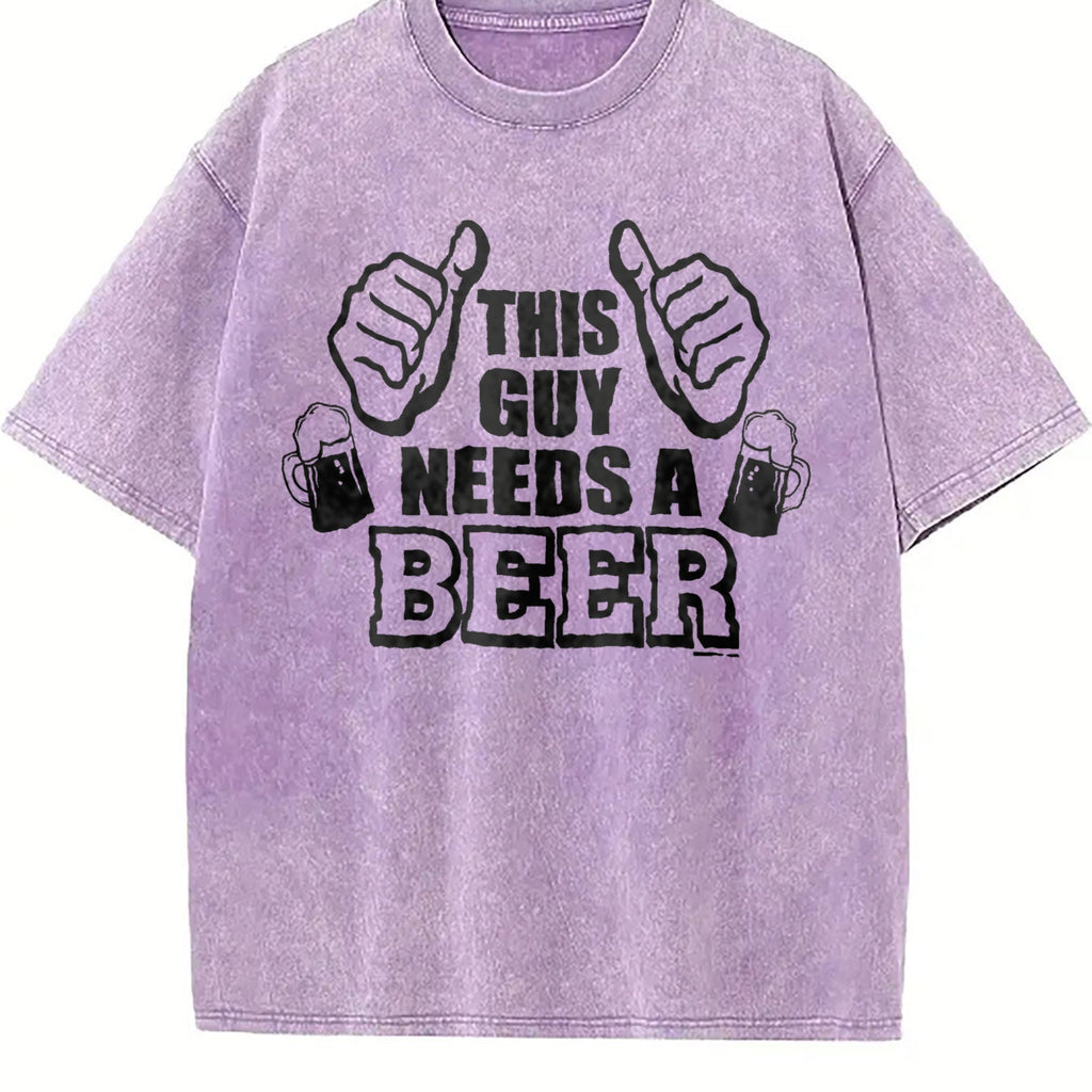 This Guy Needs A Beer Vintage Washed T-Shirt product image 6