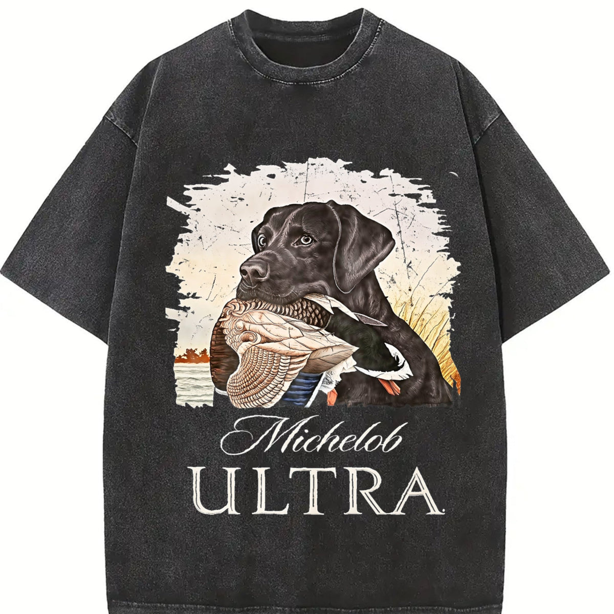 Michelob Ultra Black Lab Duck Hunting Vintage Washed T-Shirt product image 2