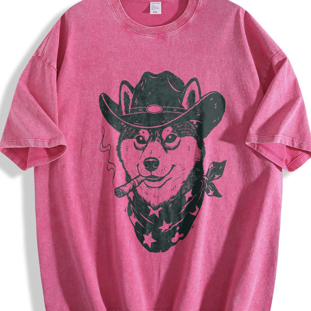 Smoking Cowboy Shiba Inu Vintage Washed T-Shirt product image 7
