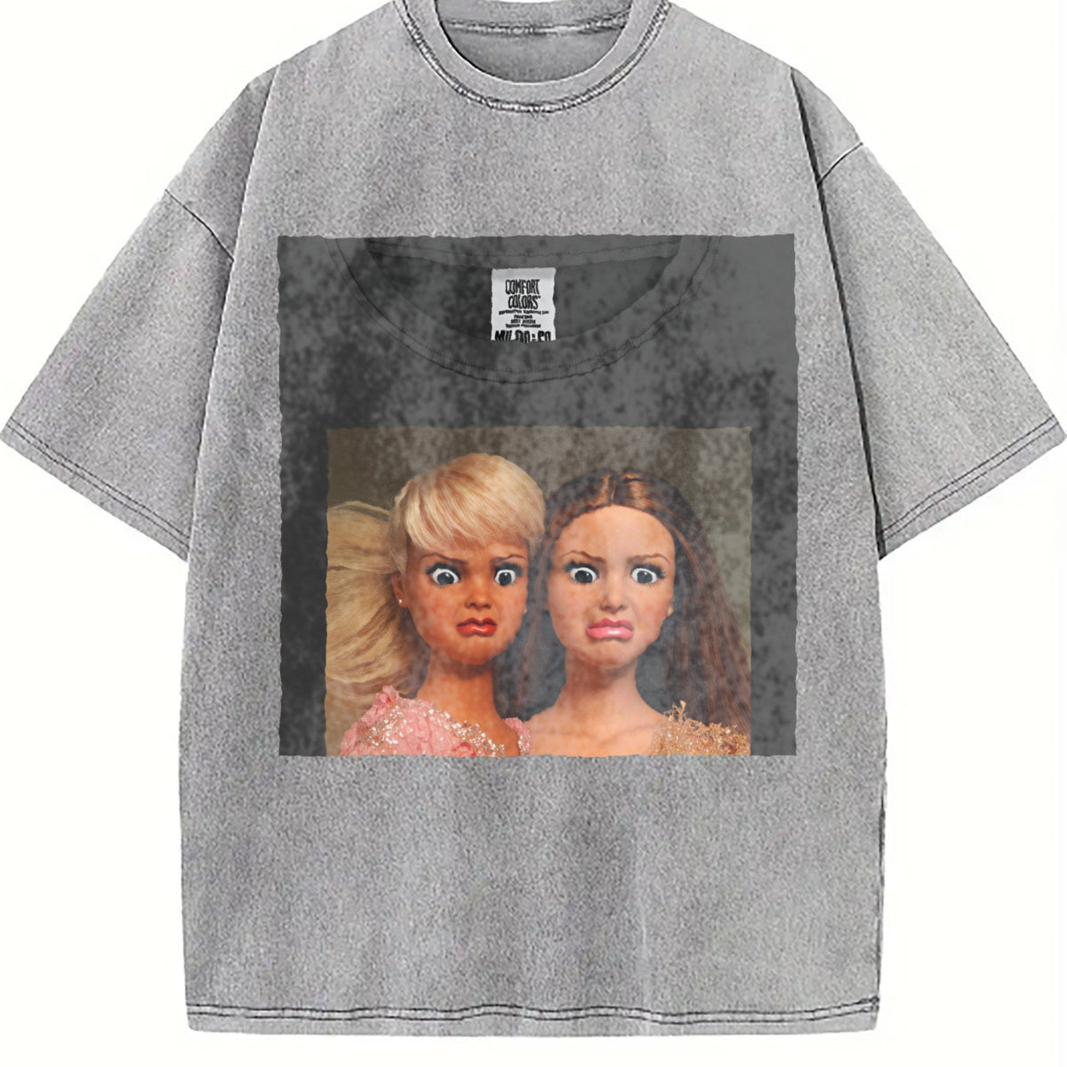 Funny Shocked Doll Duo Vintage Washed T-Shirt product image 5