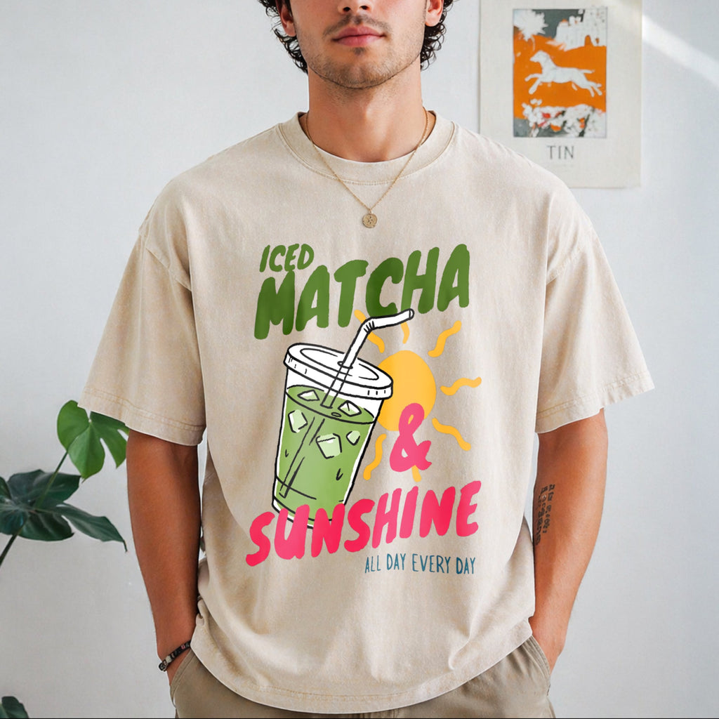 Iced Matcha Sunshine Vintage Washed T-Shirt product image 1