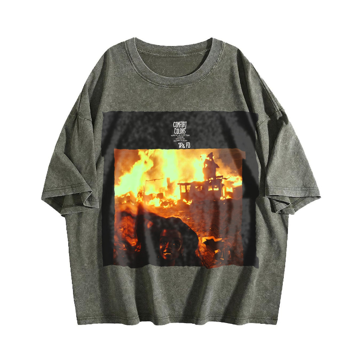 Burning City Doll Scene Vintage Washed T-Shirt product image 4
