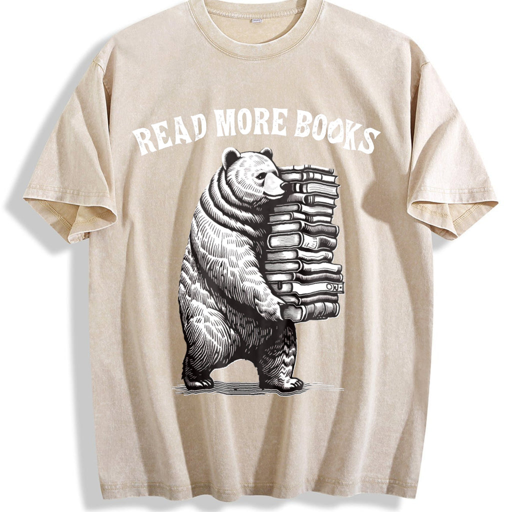 Funny Read More Books Bear 90s Vintage Washed T-Shirt product image 1