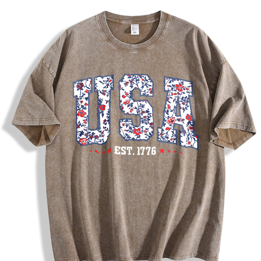 Floral USA Vintage Washed T-Shirt product image 3