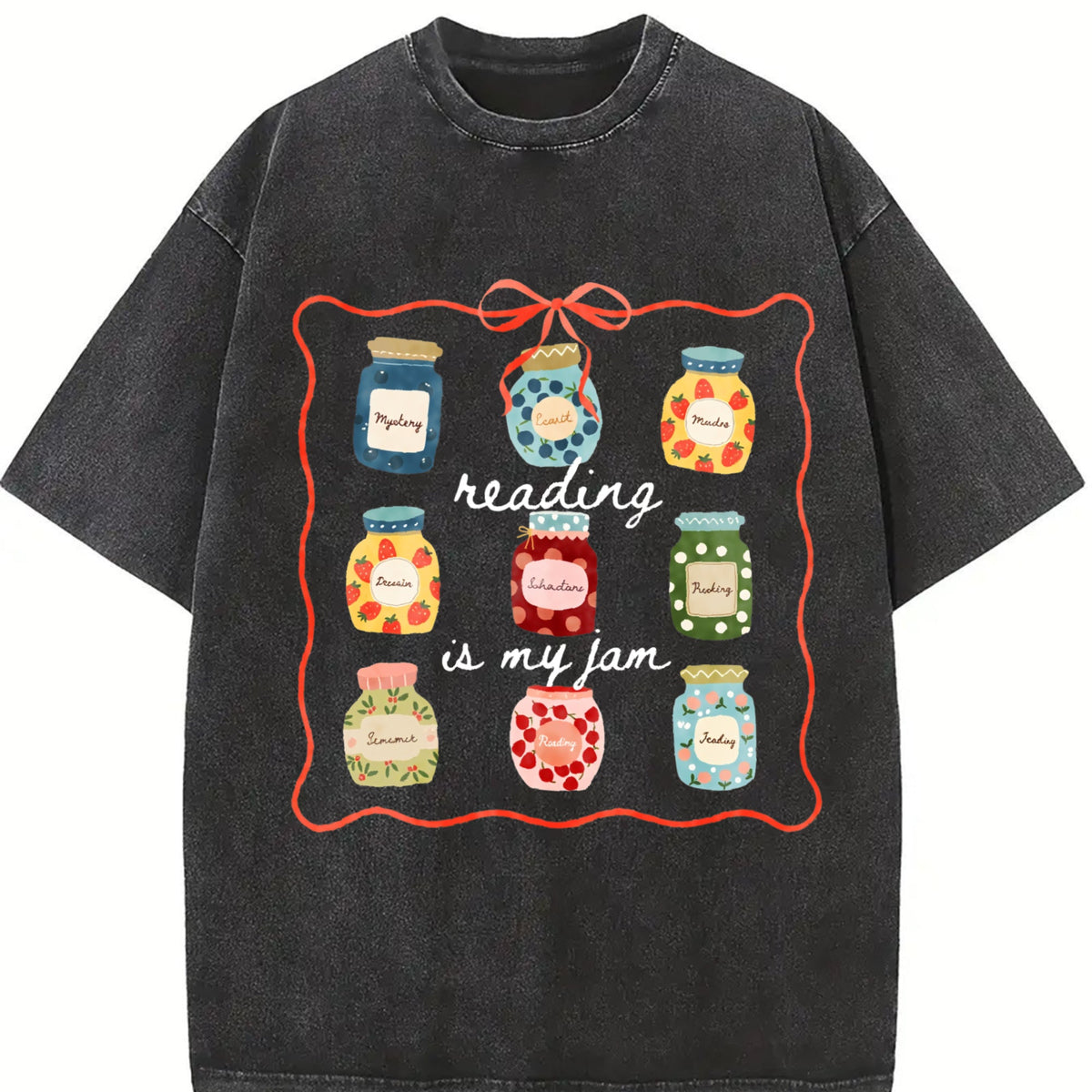 Reading Is My Jam Book Jars Vintage Washed T-Shirt product image 2