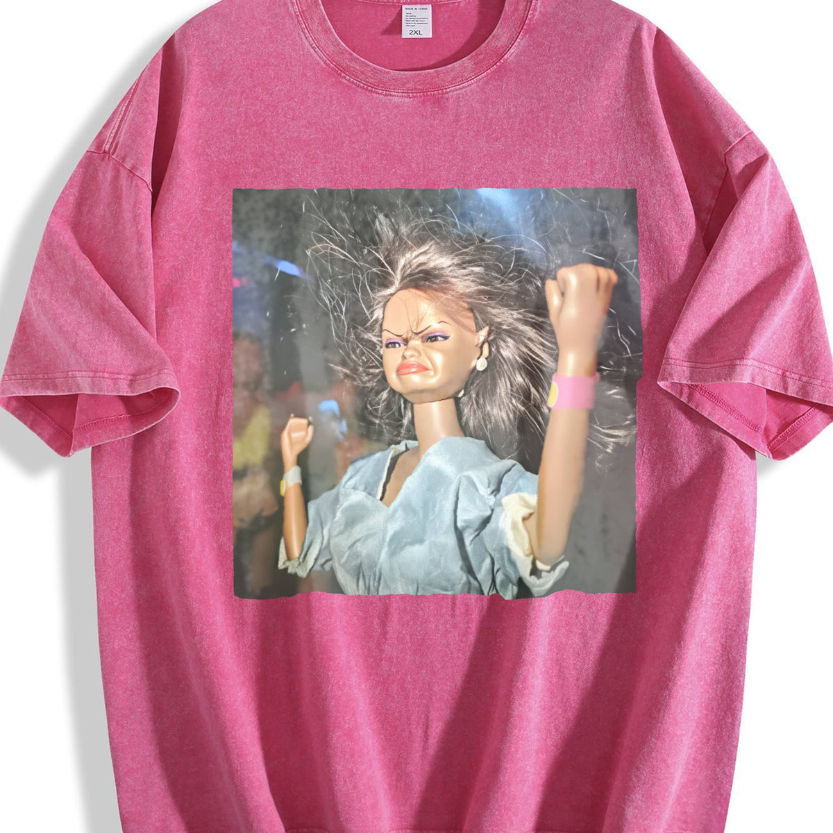 Angry Doll Raising a Fist Vintage Washed T-Shirt product image 7