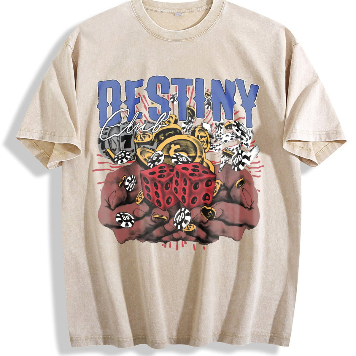 Destiny Club Casino Dice White Vintage Washed T-Shirt product image 1