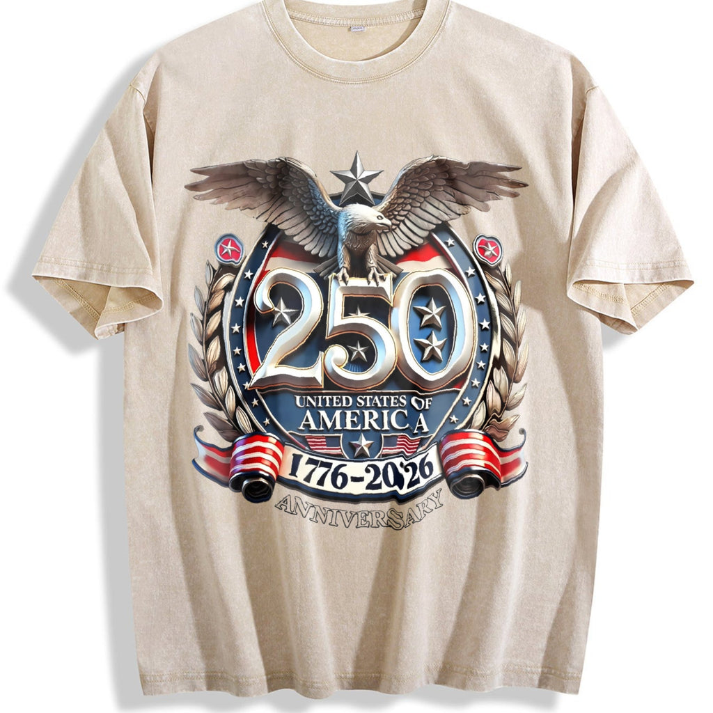 USA 250th Anniversary 1776-2026 Eagle Badge Vintage Washed product image 1