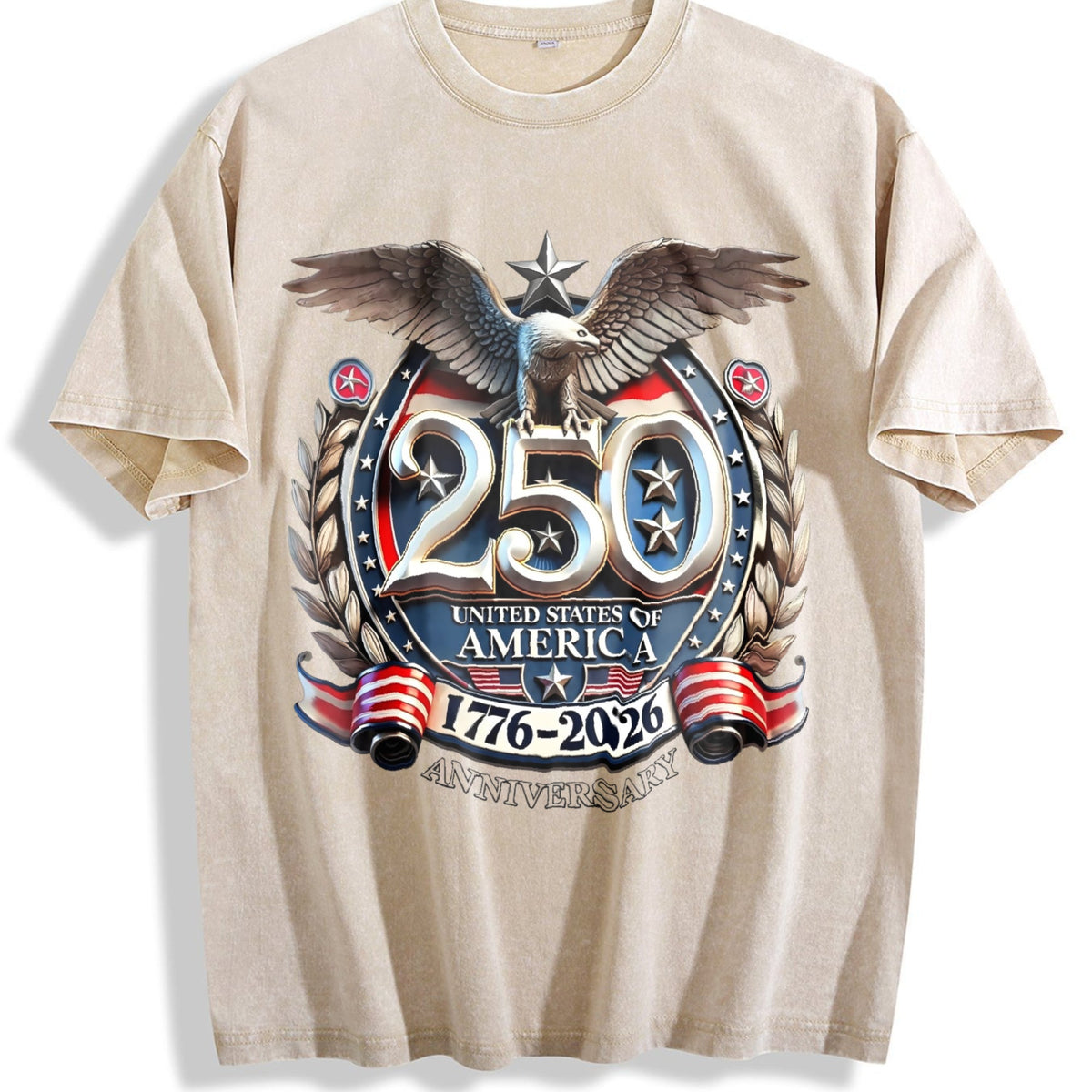 USA 250th Anniversary 1776-2026 Eagle Badge Vintage Washed product image 1