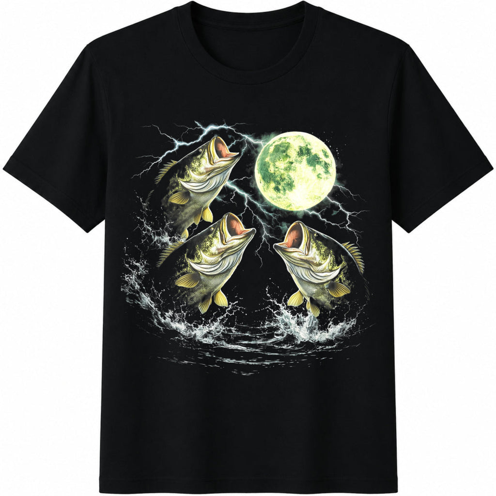 Bass Fish Moon 90s Cotton T-Shirt product image 1