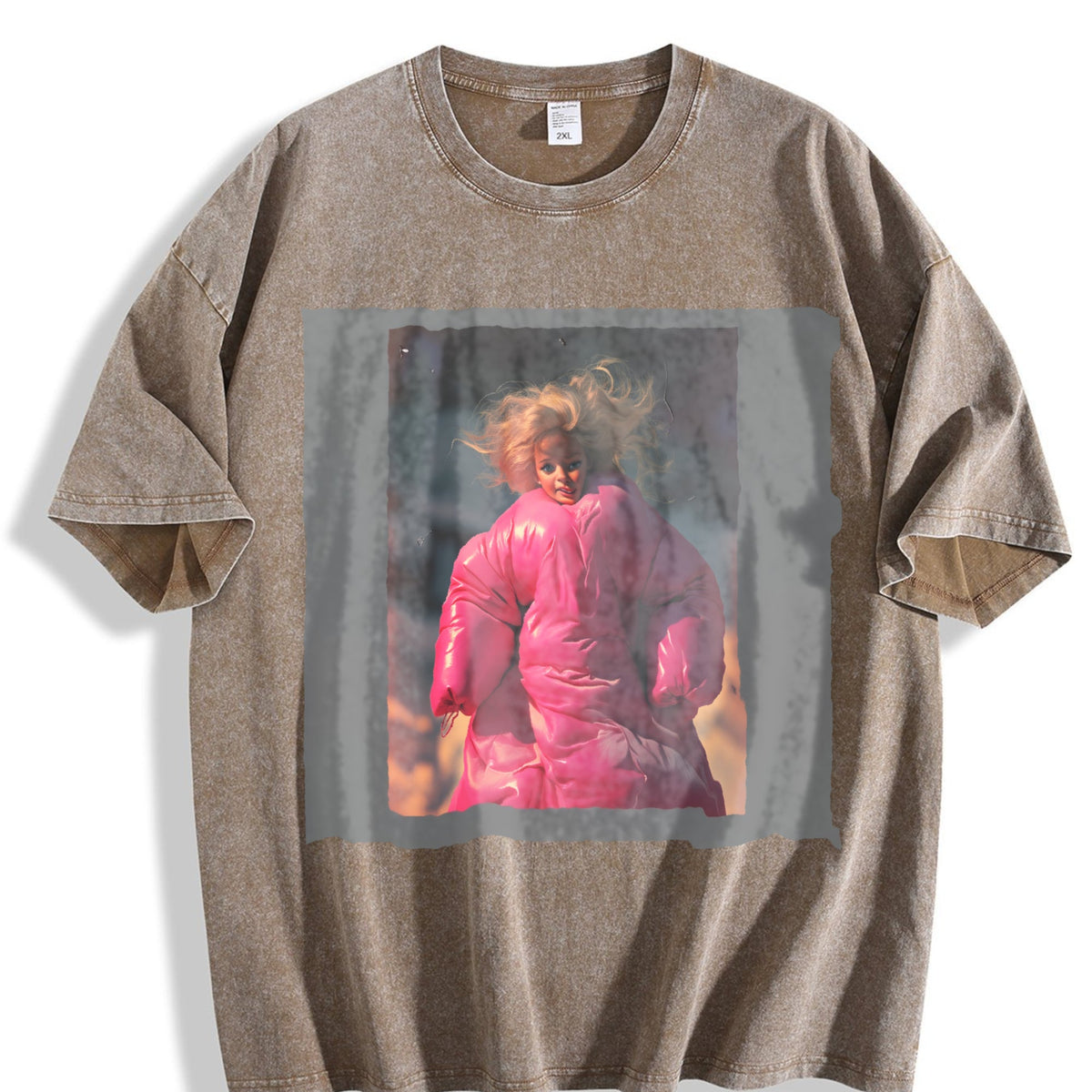 Doll in Pink with Flames Vintage Washed T-Shirt product image 3