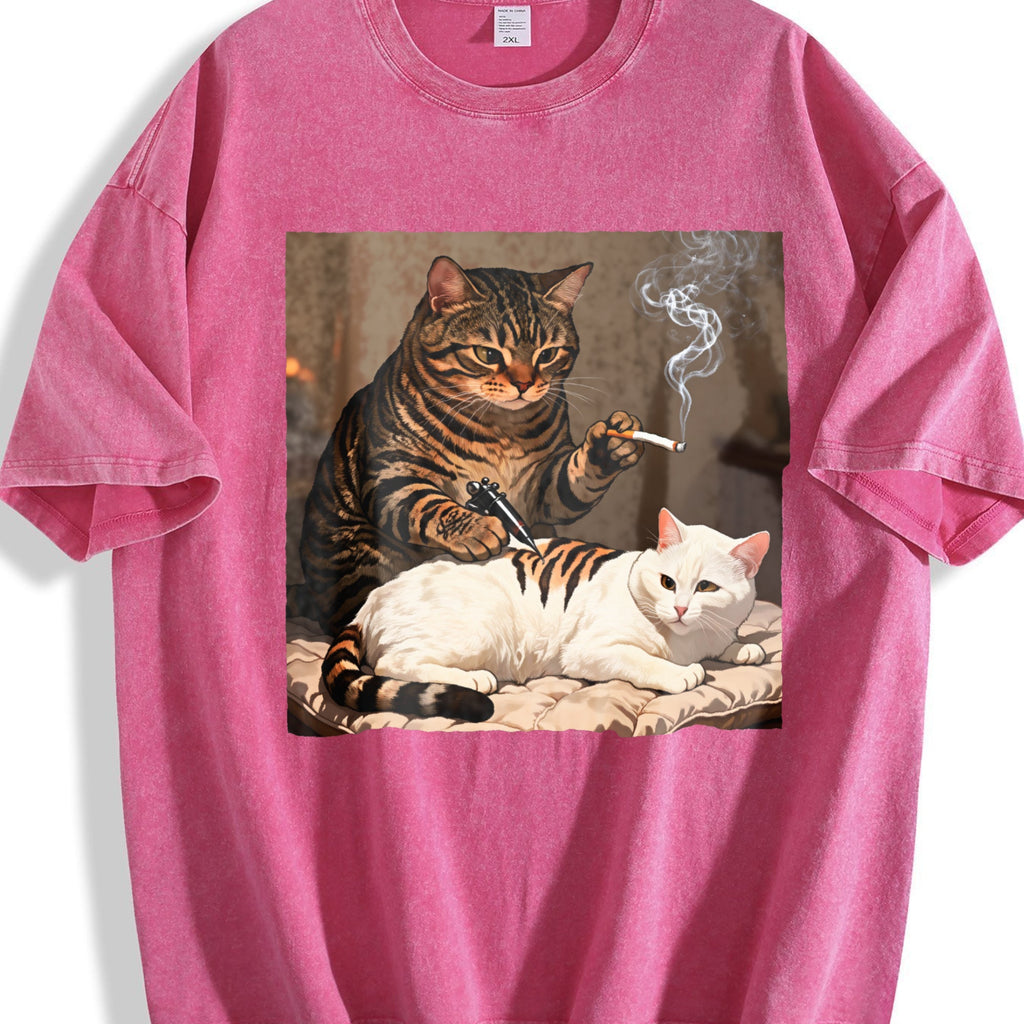 Funny Cat Tattoo Artist Vintage Washed T-Shirt product image 7