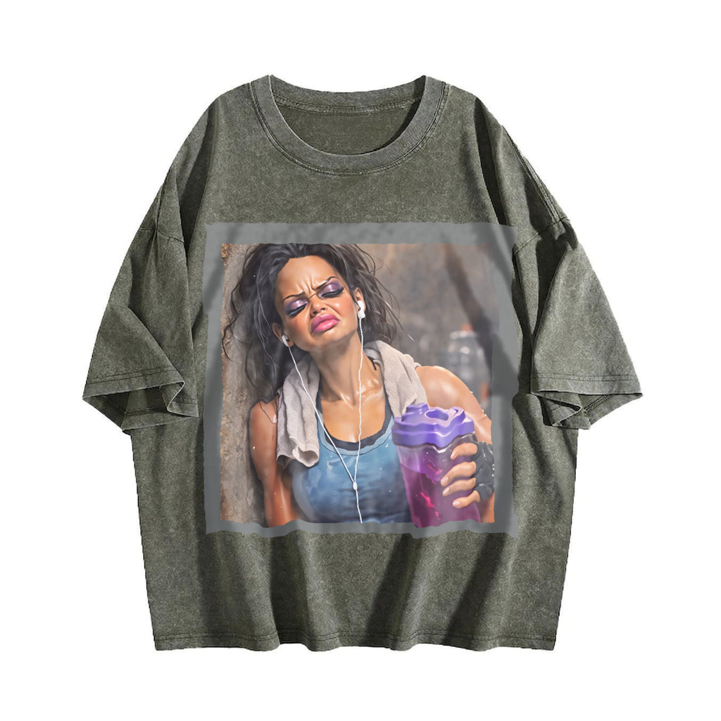 Grumpy Doll with a Gym Shaker Vintage Washed T-Shirt product image 4