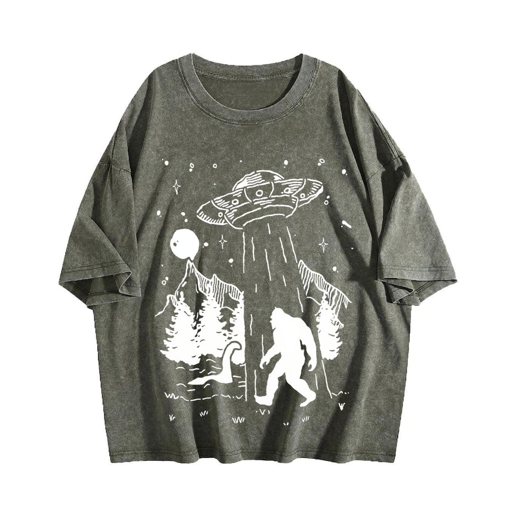 Bigfoot Alien Loch Ness Vintage Washed T-Shirt product image 4