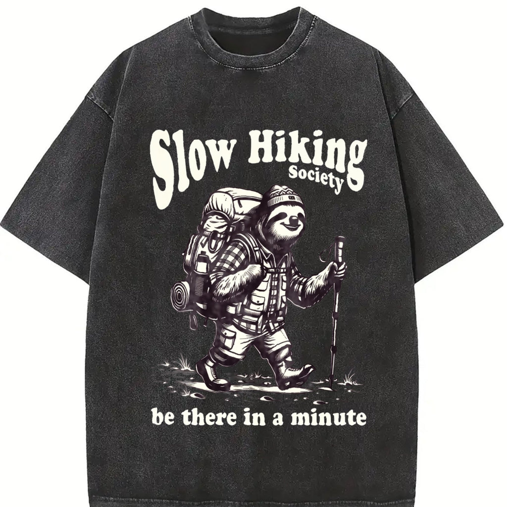 Slow Hiking Society Sloth Hiker Vintage Washed T-Shirt product image 2