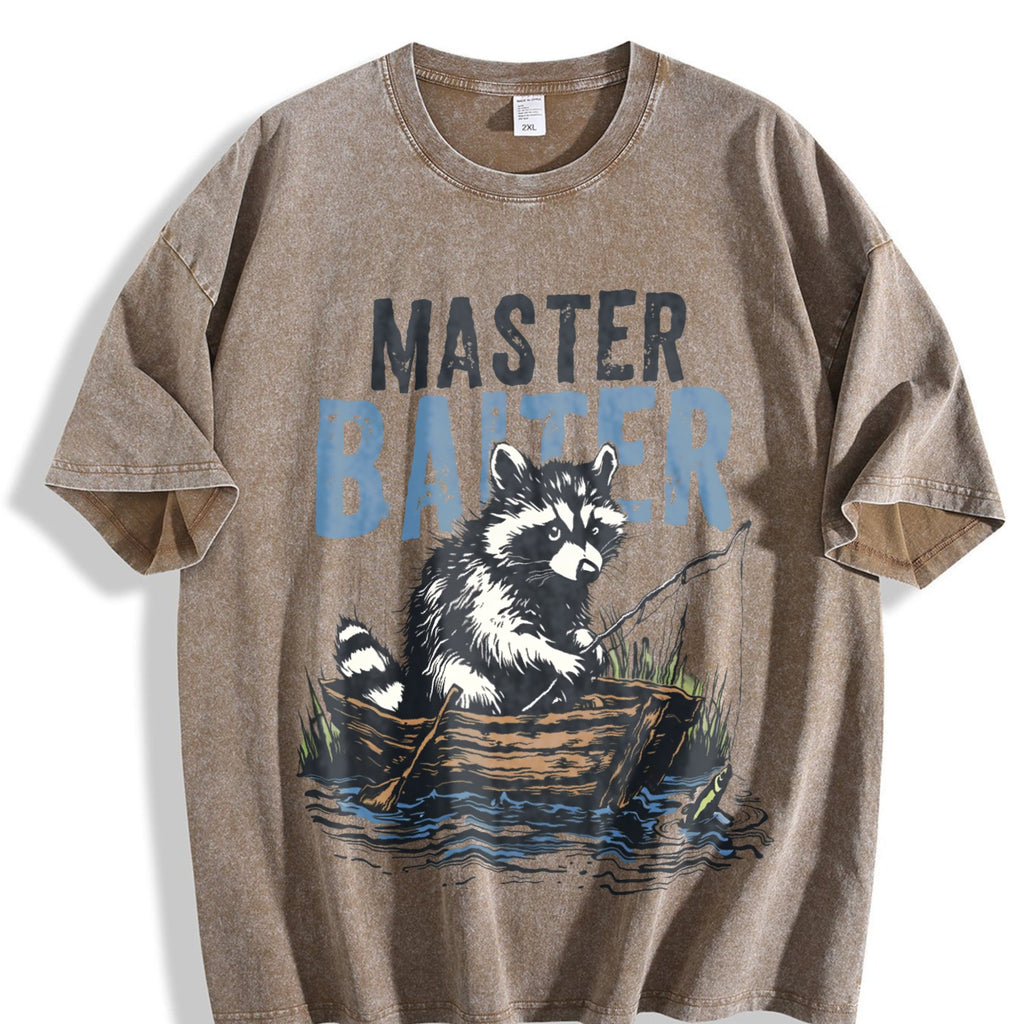 Master Baiter Raccoon Fishing Vintage Washed T-Shirt product image 3