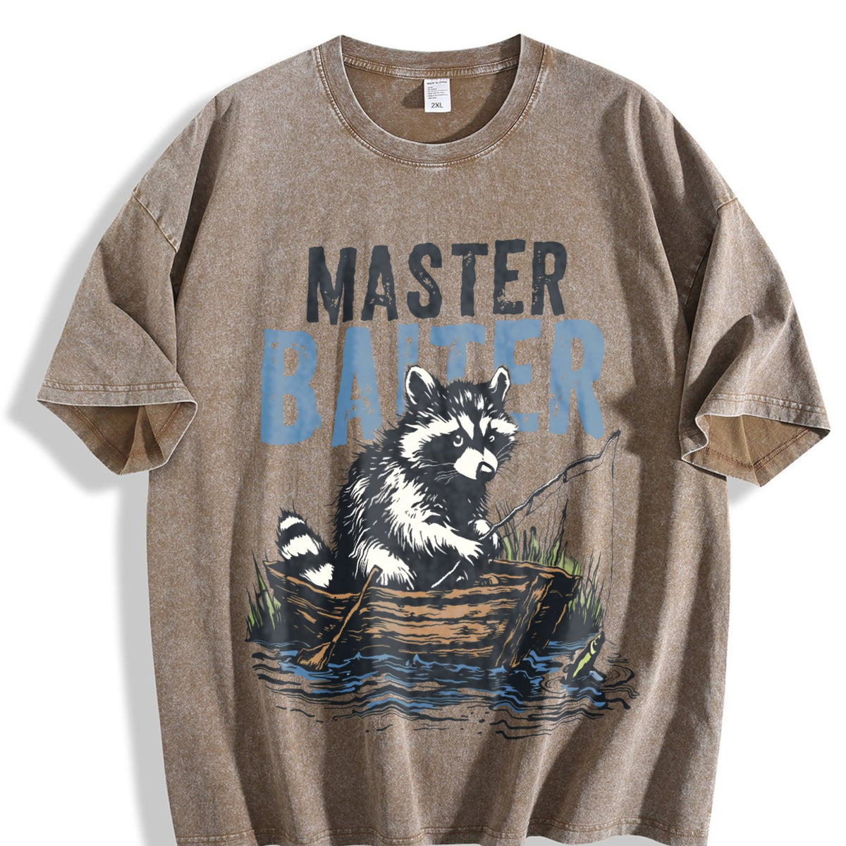 Master Baiter Raccoon Fishing Vintage Washed T-Shirt product image 3