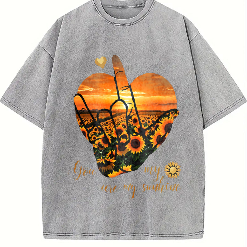 Sunset Sunflower Heart Peace Sign Y2K Boxy Aesthetic product image 5