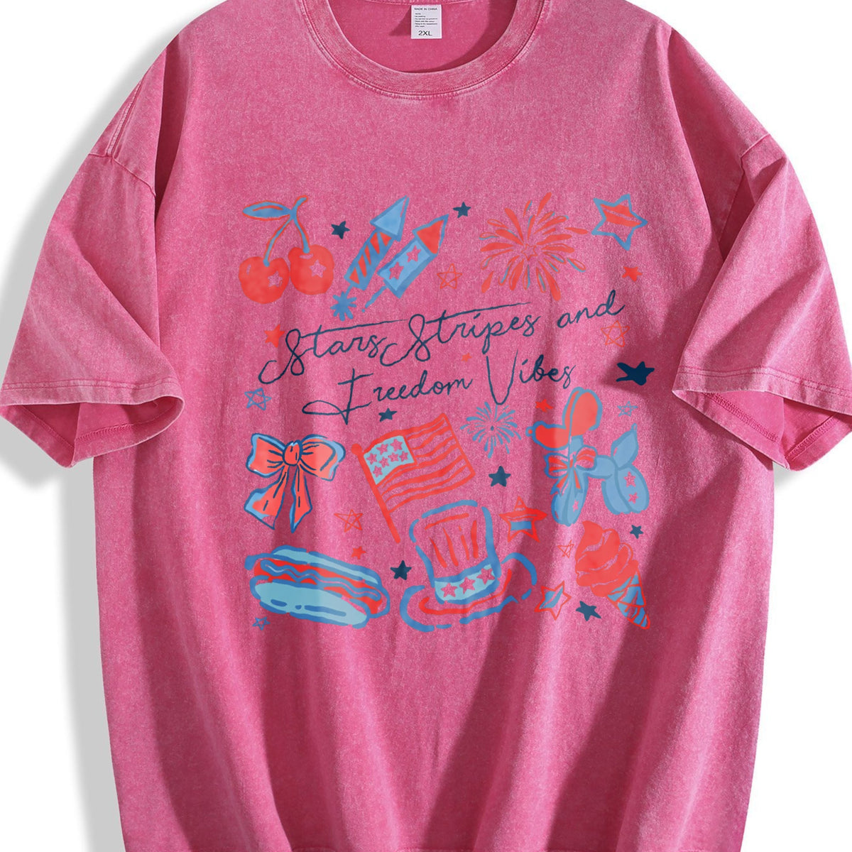 Girly American Vibes With Stars Vintage Washed T-Shirt product image 7