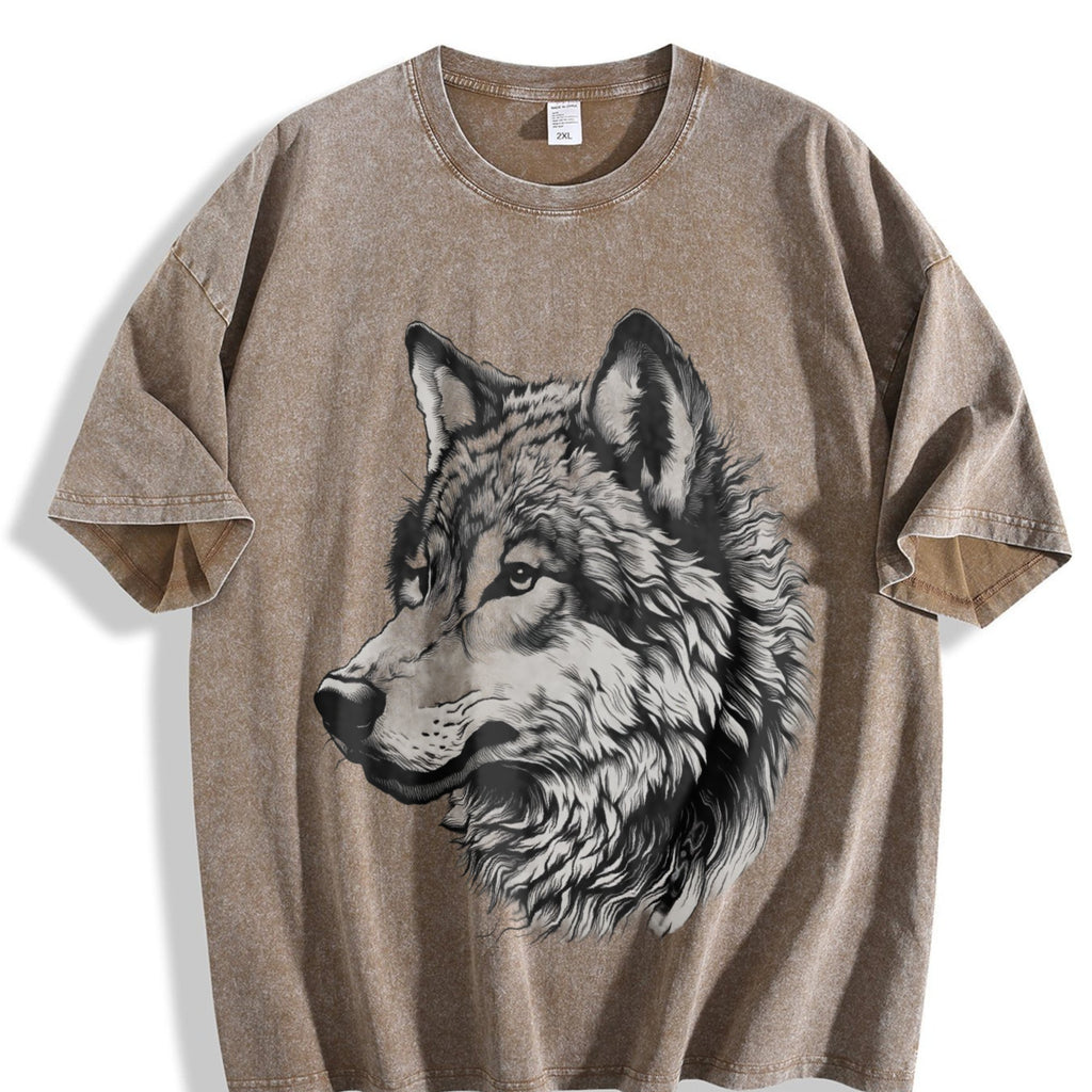 Wolf Face Hand Drawing 90s Vintage Washed T-Shirt product image 3