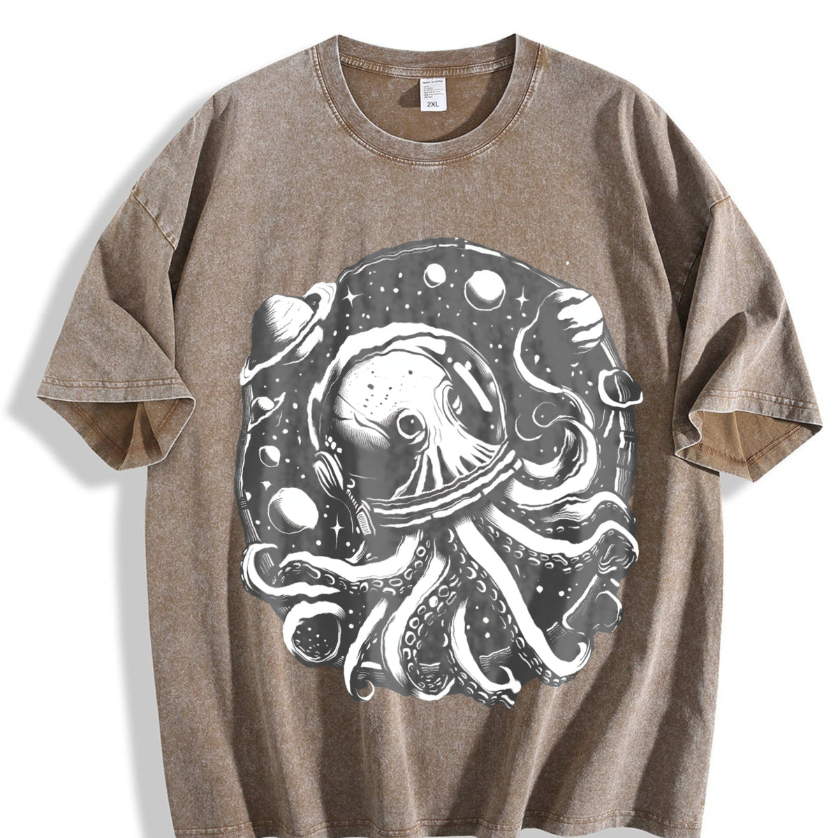 Octopus In Space Funny 90s Vintage Washed T-Shirt product image 3