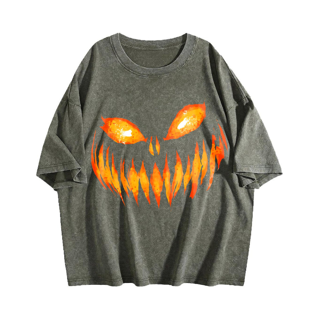 Funny Horror Pumpkin 90s Vintage Washed T-Shirt product image 4
