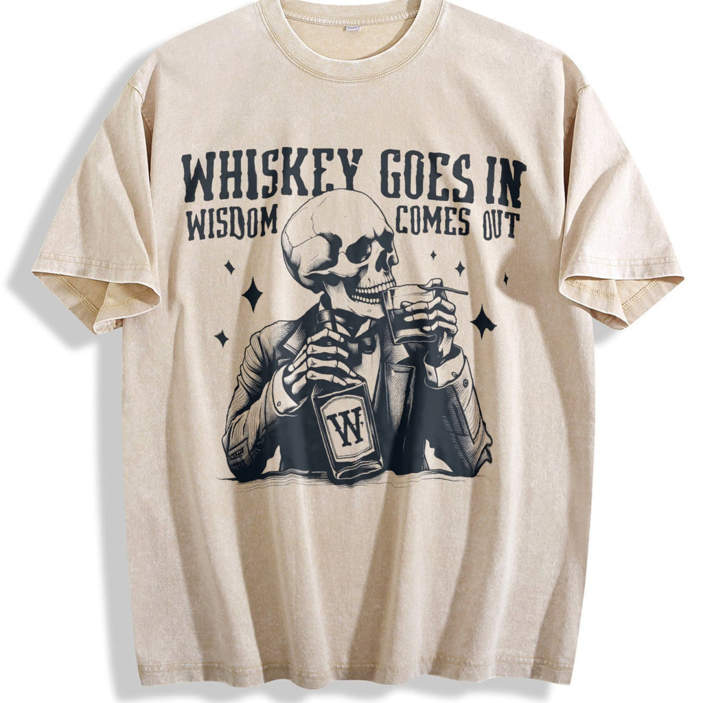 Skull And Whiskey 90s Vintage Washed T-Shirt product image 1