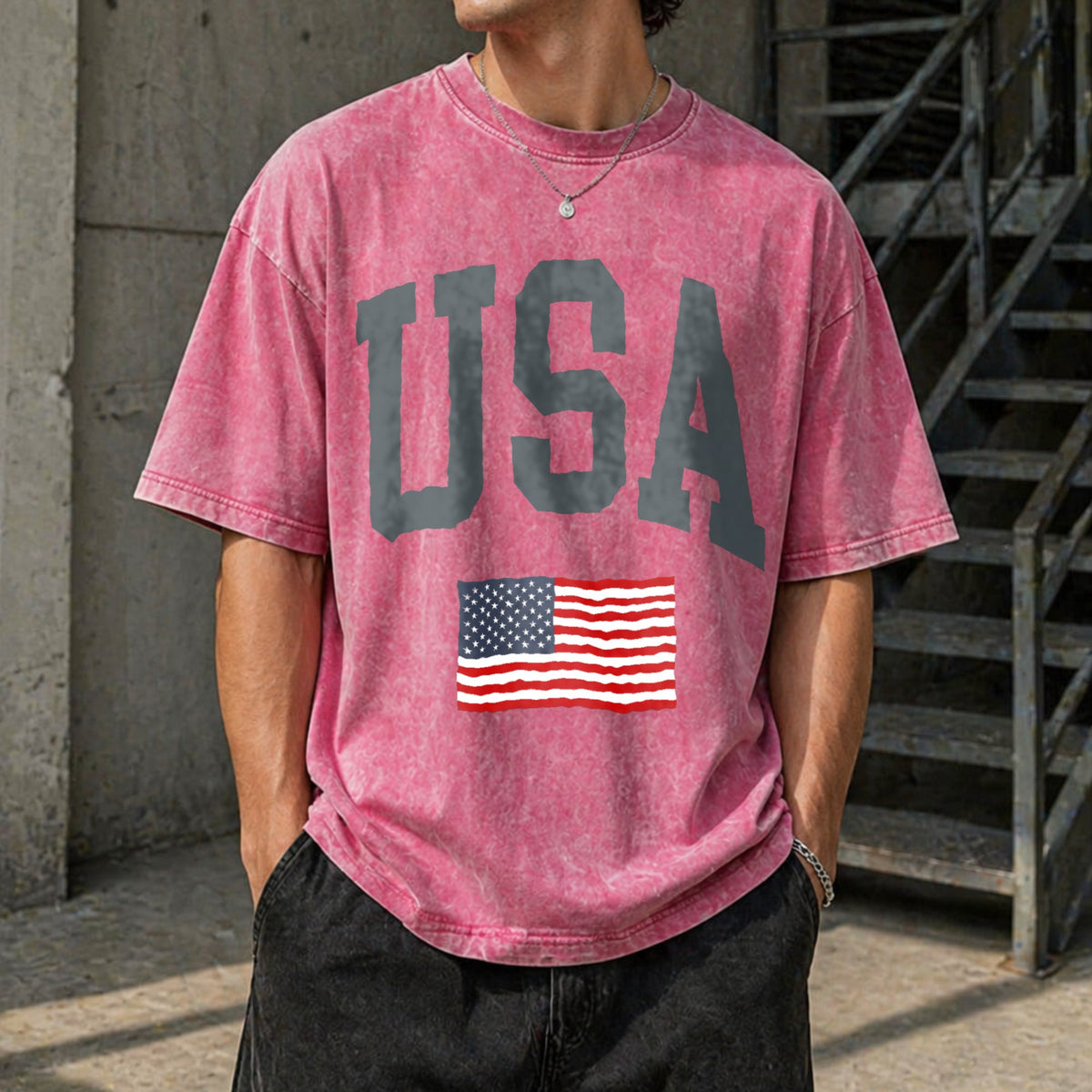 USA Flag - With Faded Aesthetic Vintage Washed T-Shirt product image 14