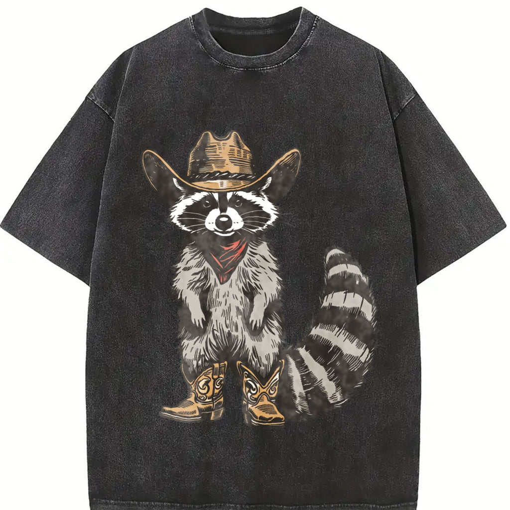 Raccoon Cowboy Vintage Washed T-Shirt product image 2