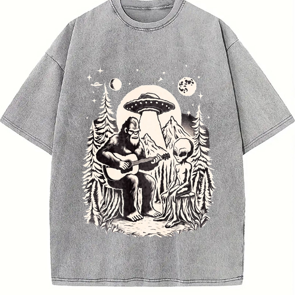 Bigfoot Playing Guitar With Alien And UFO 90s Vintage product image 5