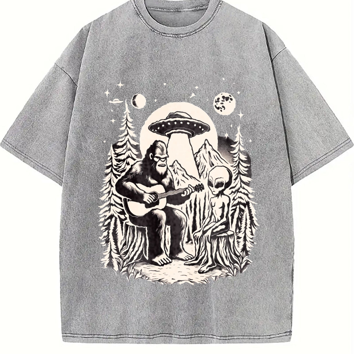 Bigfoot Playing Guitar With Alien And UFO 90s Vintage product image 5
