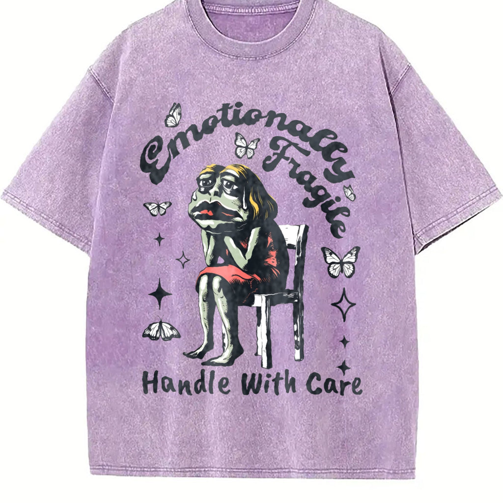 Frog Woman With Tears Emotionally Vintage Washed T-Shirt product image 6