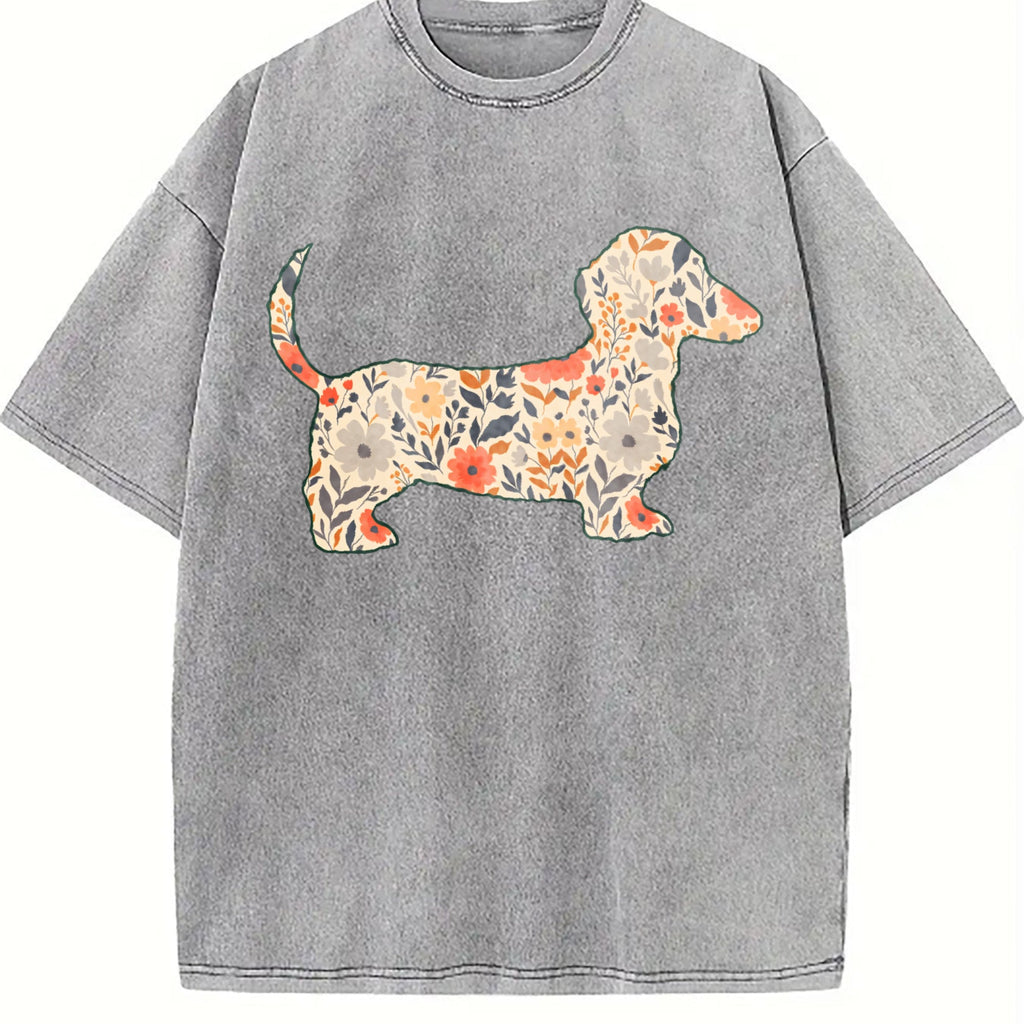 Floral Dachshund Vintage Washed T-Shirt product image 5