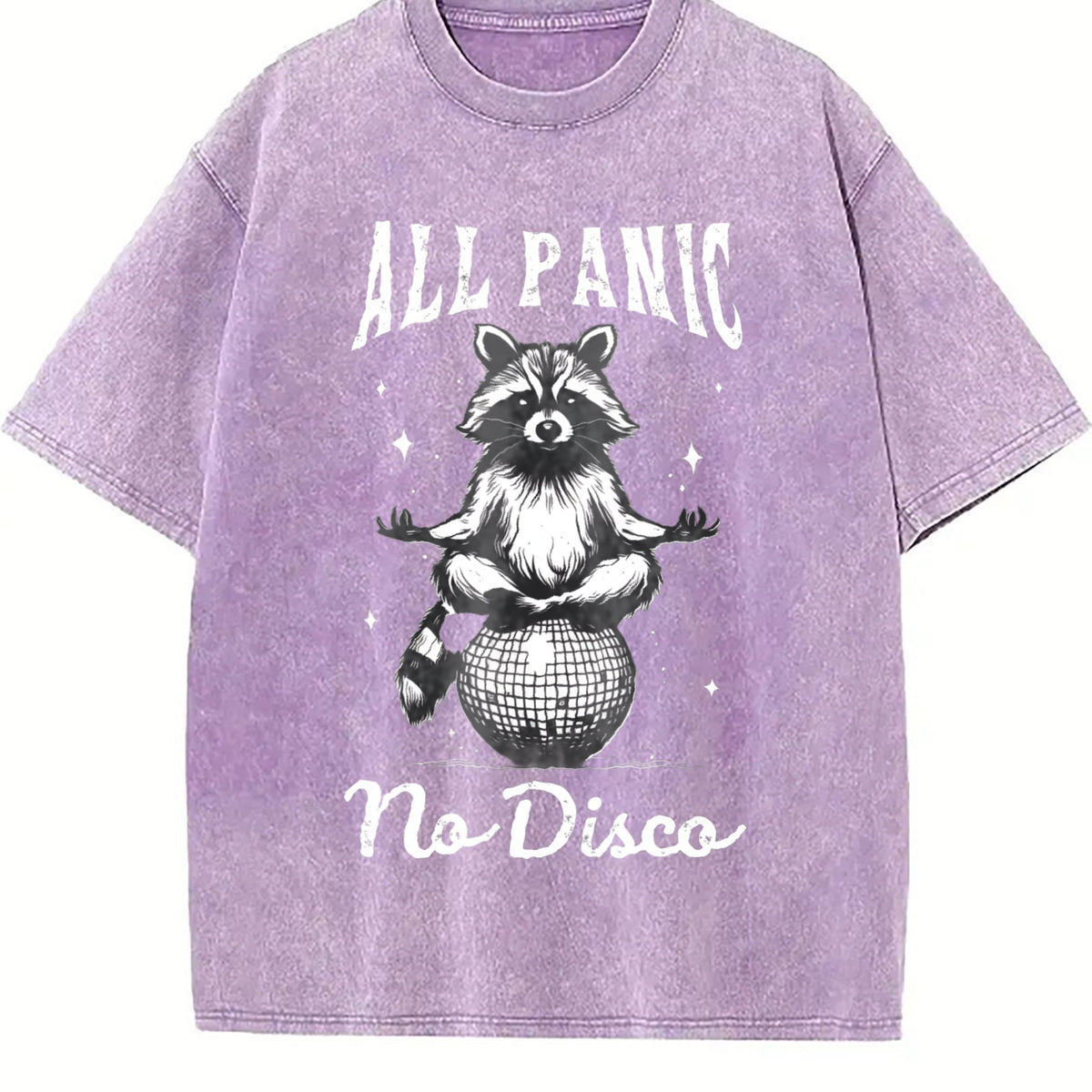 Funny Raccoon All Panic No Disco 90s Vintage Washed T-Shirt product image 6