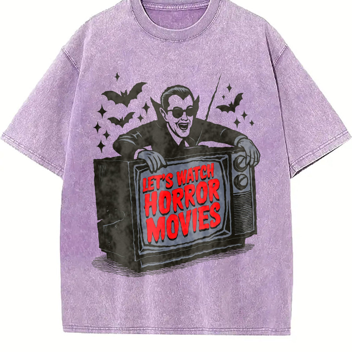 Vampire Let's Watch Horror Movies Vintage Washed T-Shirt product image 6