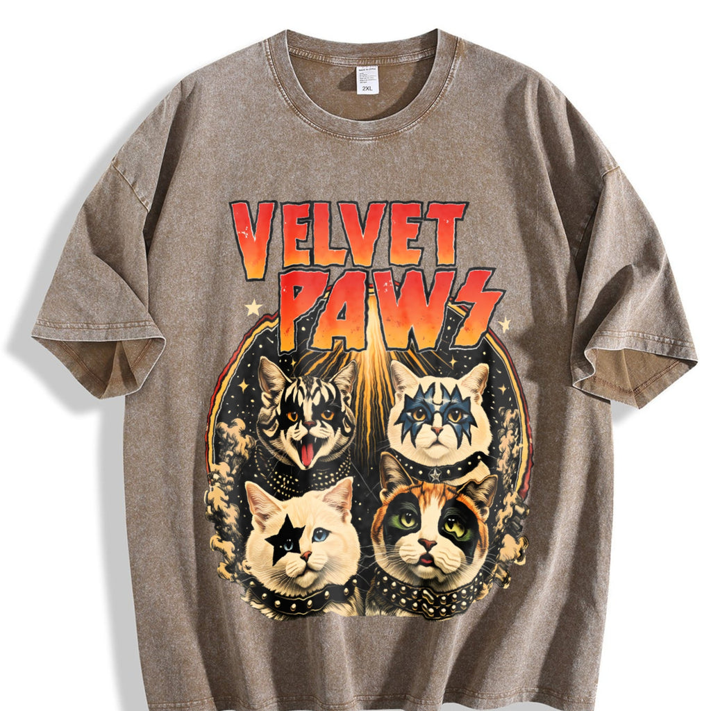 Velvet Pawz Cat Rock Band Vintage Washed T-Shirt product image 3