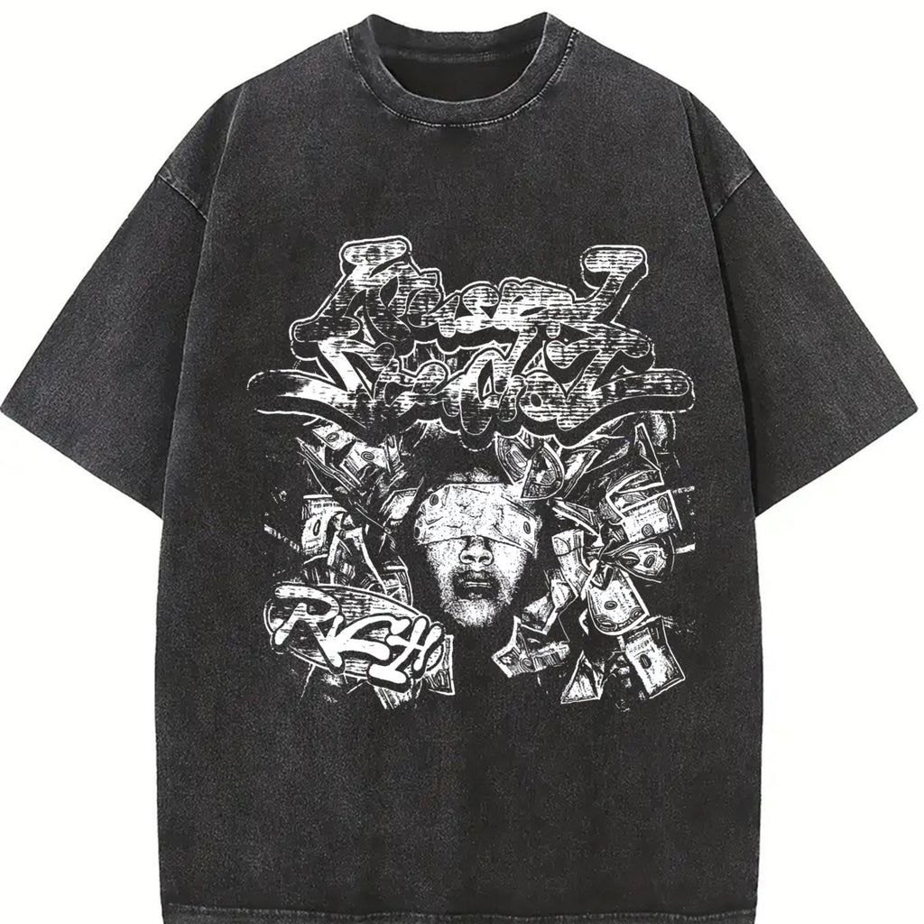 Rich Graffiti Blindfolded Black Vintage Washed T-Shirt product image 2