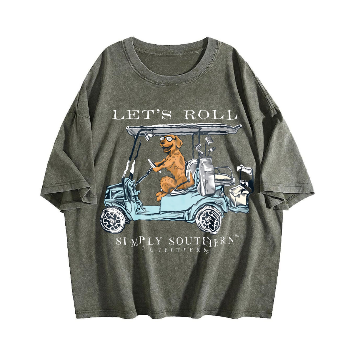 Let's Roll Golf Cart Dog Vintage Washed T-Shirt product image 4