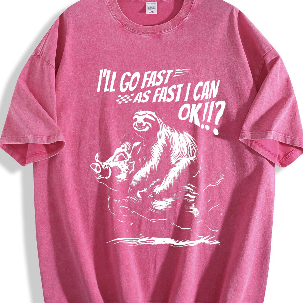 Sloth Riding A Boar 90s Vintage Washed T-Shirt product image 7