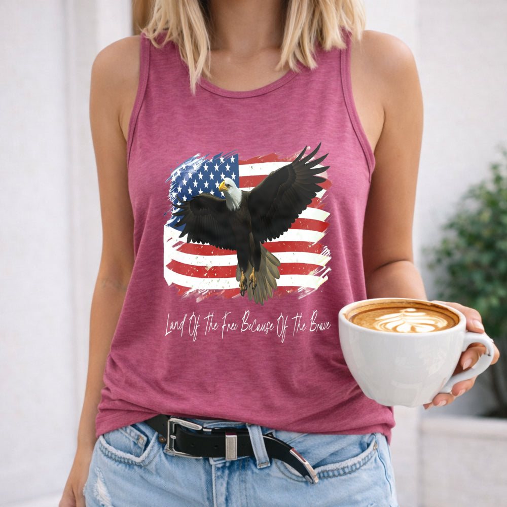 Land Of The Free Because Of The Brave Patriotic Eagle Women's Tank Top