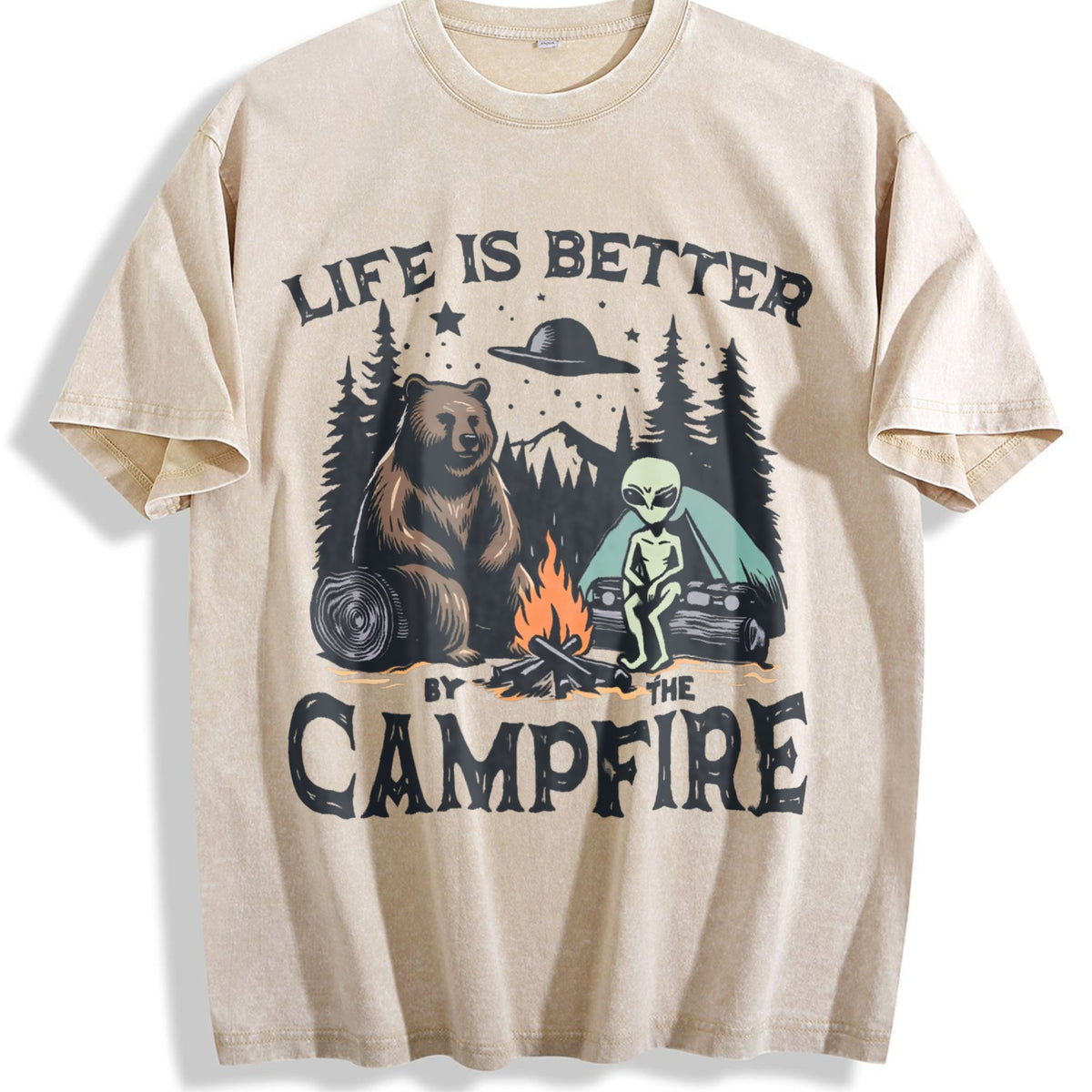 Bear And Alien Life Is Better By The Campfire 90s Vintage product image 1