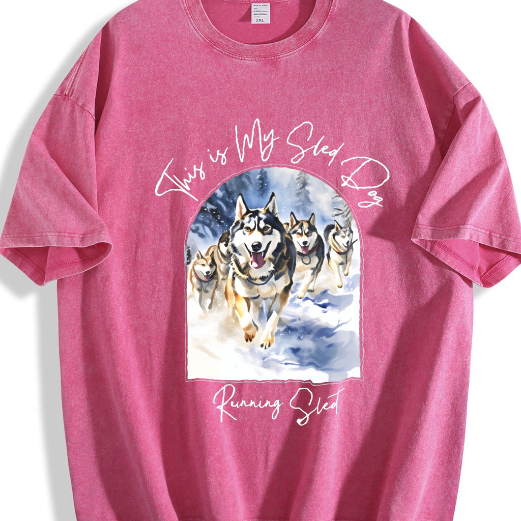 Sled Dog Racing Running Vintage Washed T-Shirt product image 7