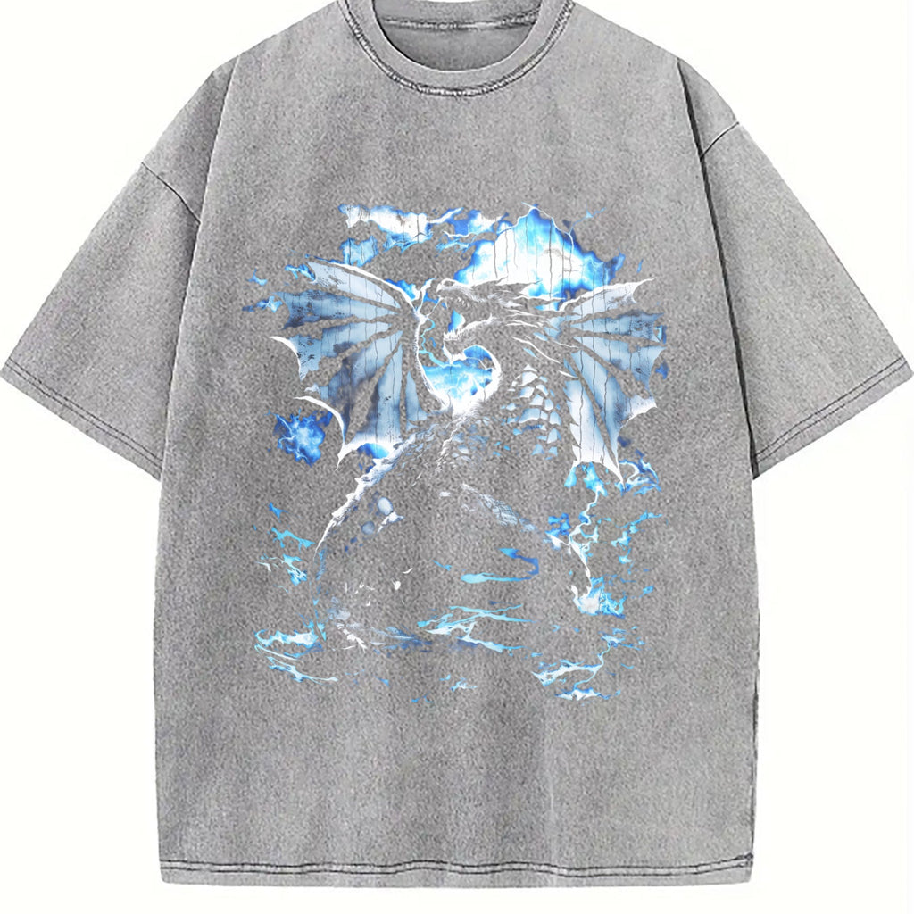 Y2K Dragon Lightning Fantasy Vintage Washed T-Shirt product image 5