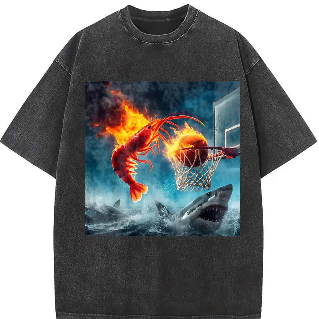 100 Shrimp Dunking On Shark Funny Fishing Meme Vintage product image 2