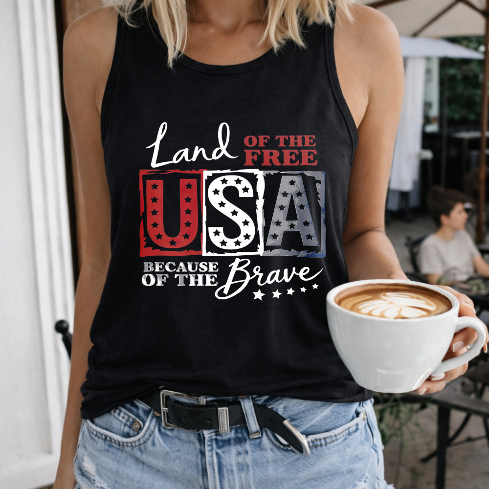 USA Land Of The Free Racerback Women's Tank Top