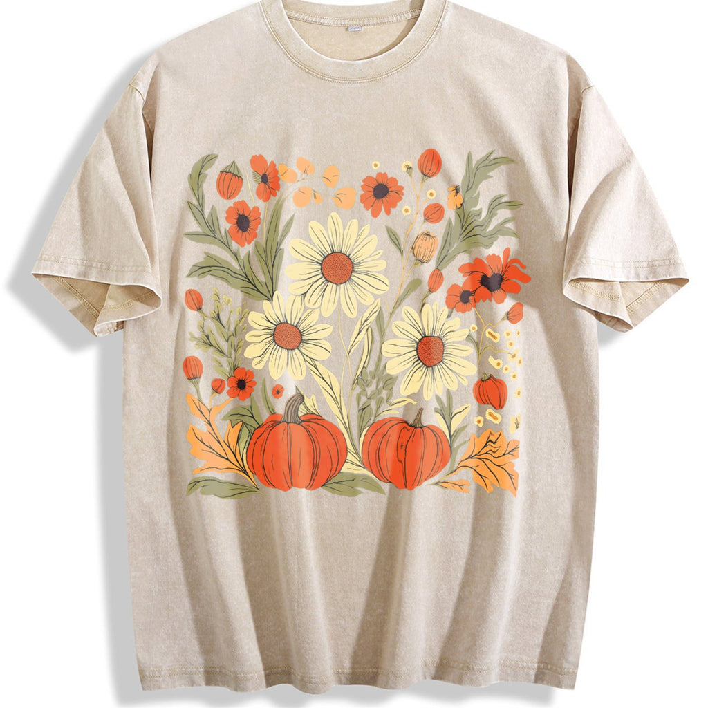 Boho Fall Floral Vintage Washed T-Shirt product image 1