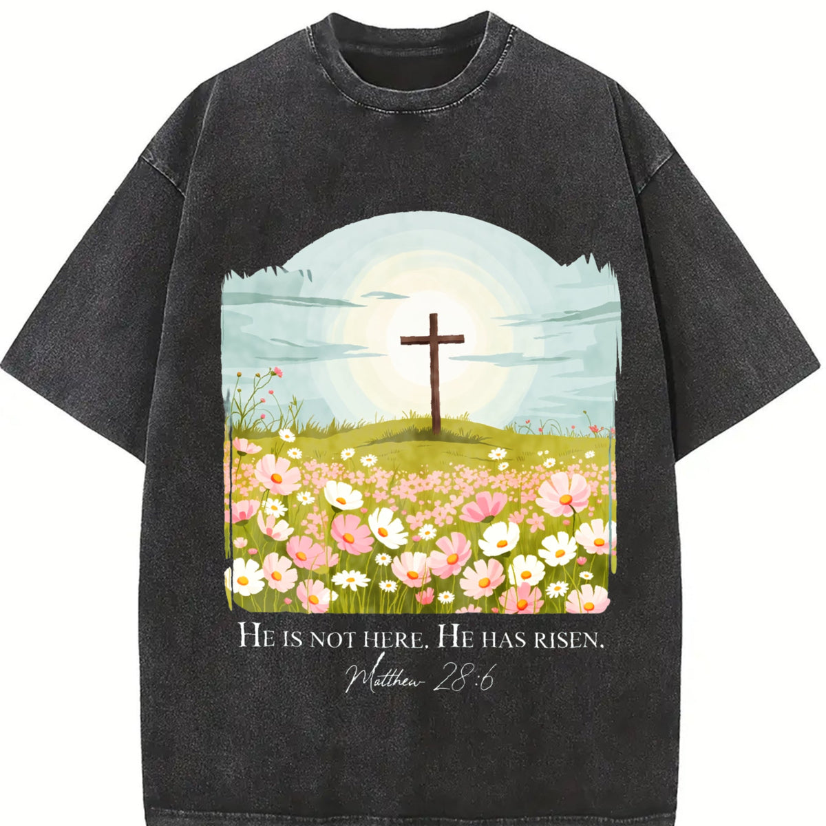 Christian Easter He Is Risen Vintage Washed T-Shirt product image 2